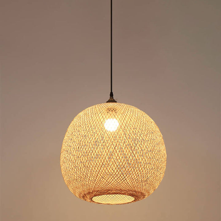 Round Bamboo Pendant Light