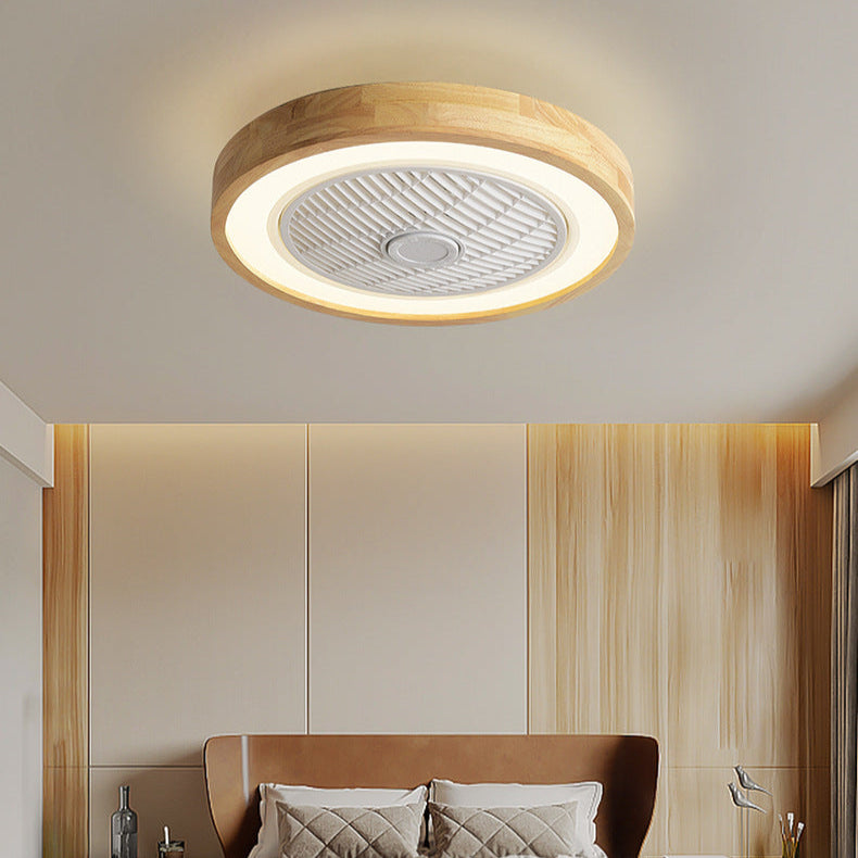 Minimalist Geometric Wood LED Ceiling Fan Light