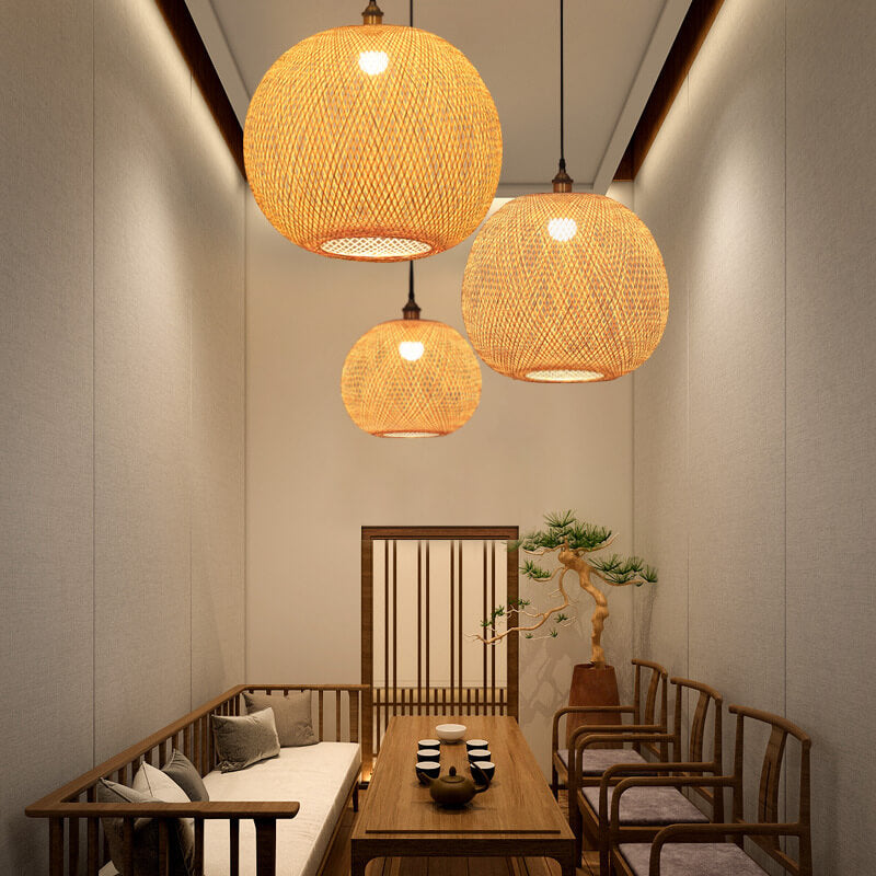 Round Bamboo Pendant Light