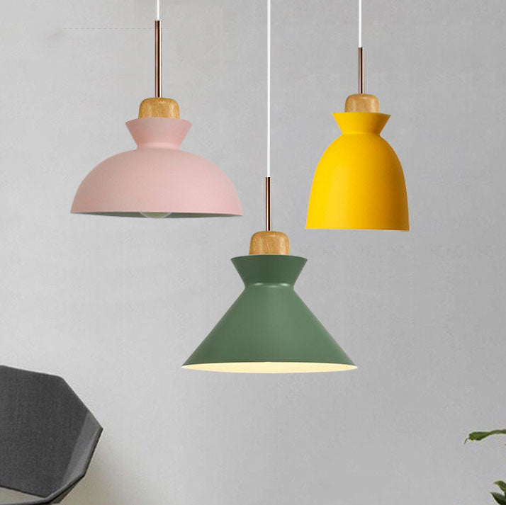 Contemporary Dome Wood Pendant Light