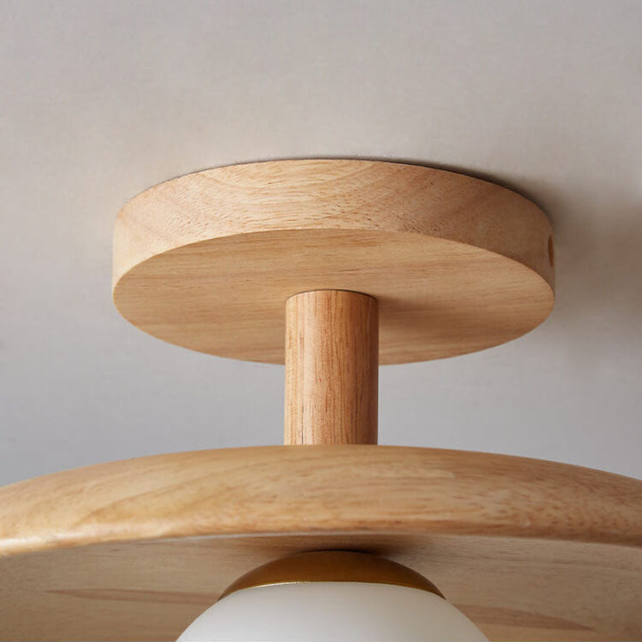 Nordic Dome Wooden Semi-Flush Ceiling Light