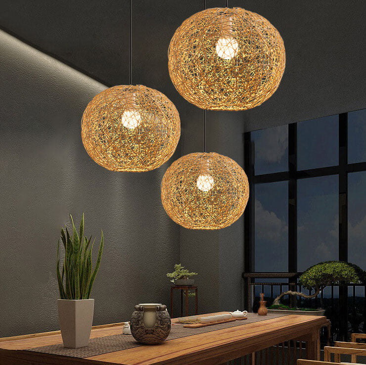 Globe Rattan Pendant Light
