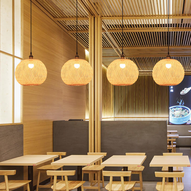 Round Bamboo Pendant Light