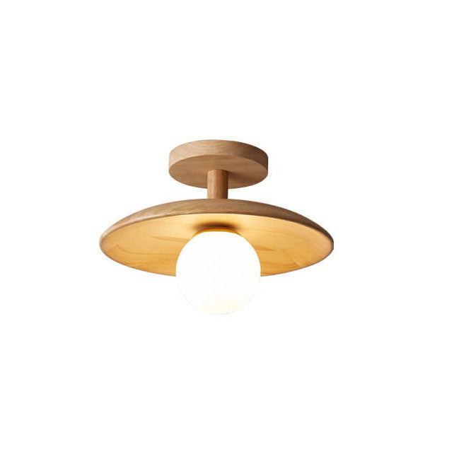 Nordic Dome Wooden Semi-Flush Ceiling Light