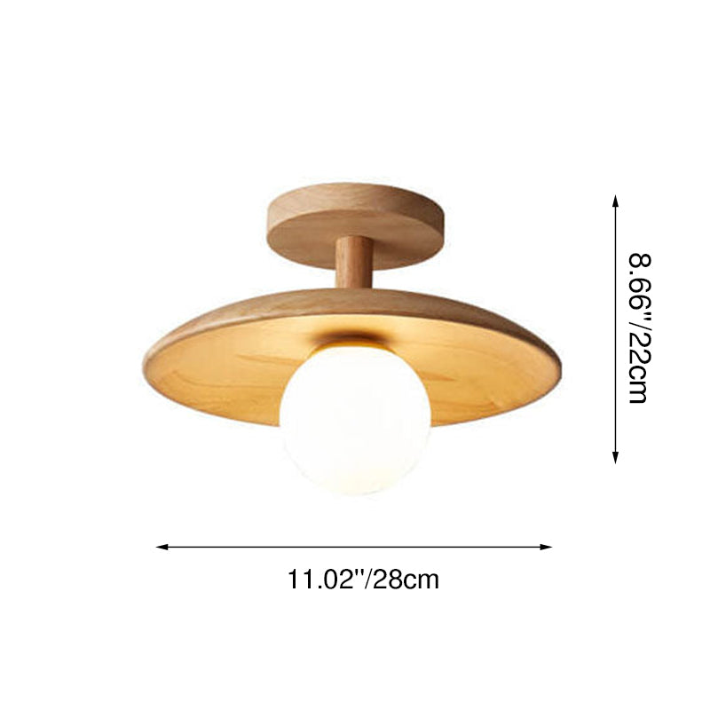 Nordic Dome Wooden Semi-Flush Ceiling Light