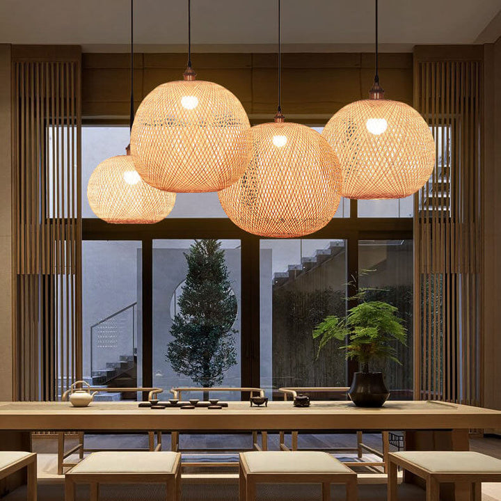 Round Bamboo Pendant Light