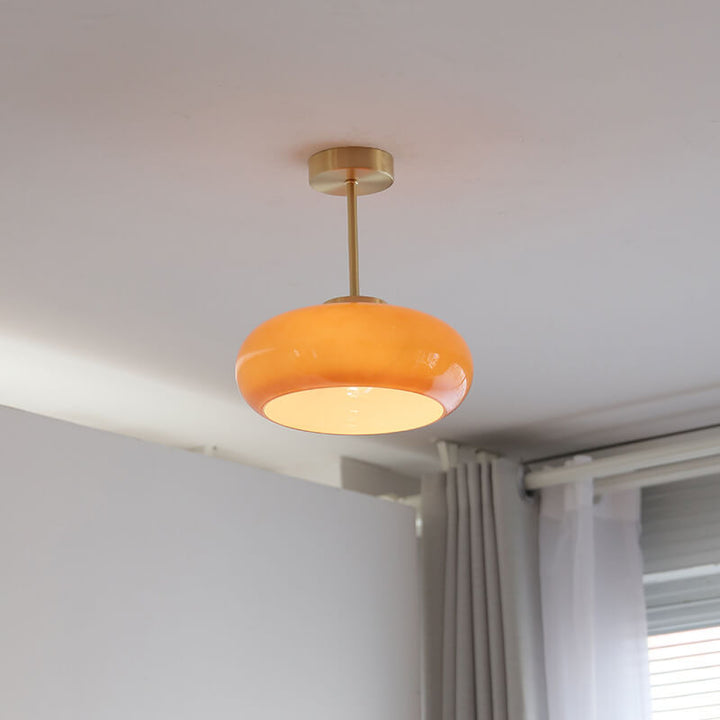 Vintage Brass Semi-Flush Ceiling Light