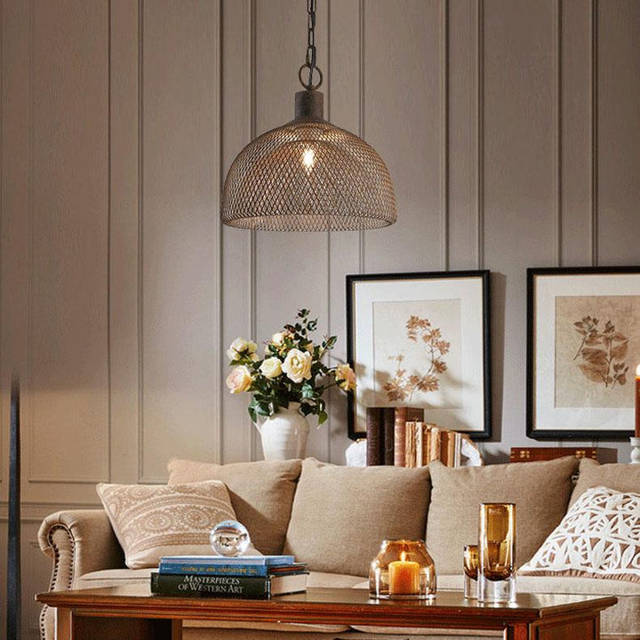 Contemporary Round Wrought Iron Pendant Light