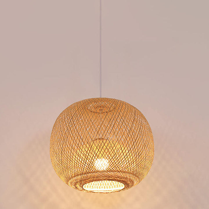 Round Bamboo Pendant Light