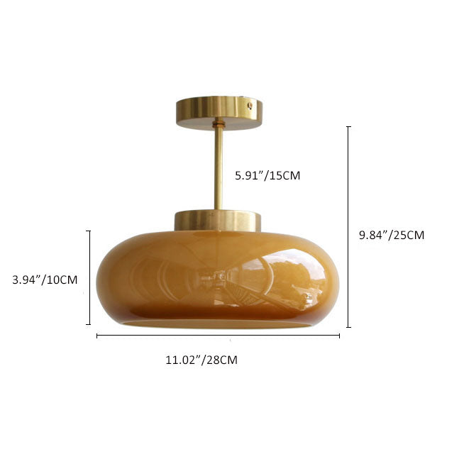 Vintage Brass Semi-Flush Ceiling Light
