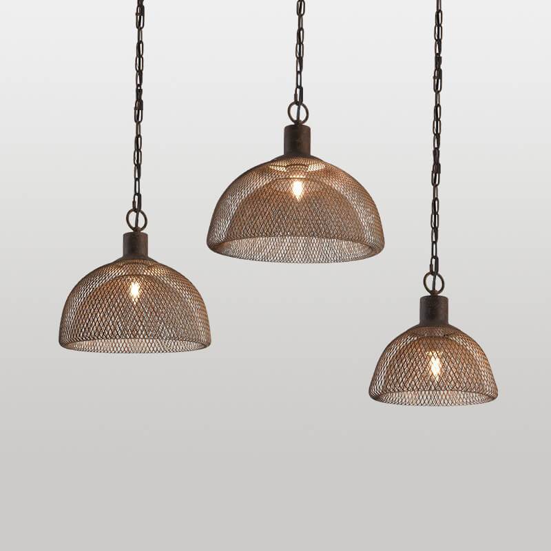 Contemporary Round Wrought Iron Pendant Light