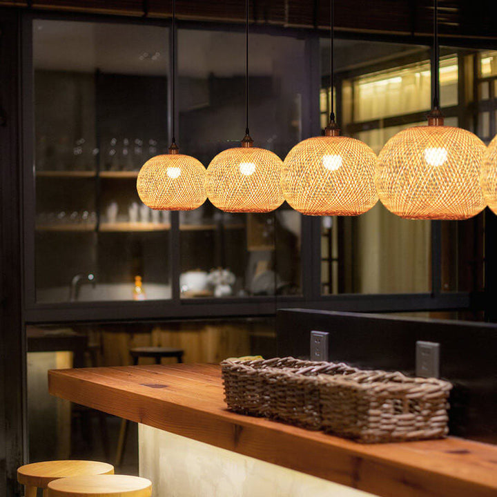 Round Bamboo Pendant Light