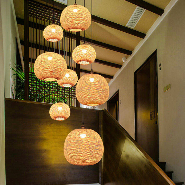 Round Bamboo Pendant Light