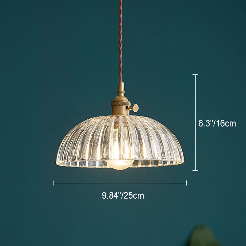 Contemporary Nordic Floral Glass Brass 1-Light Pendant Light For Living Room & Bedroom