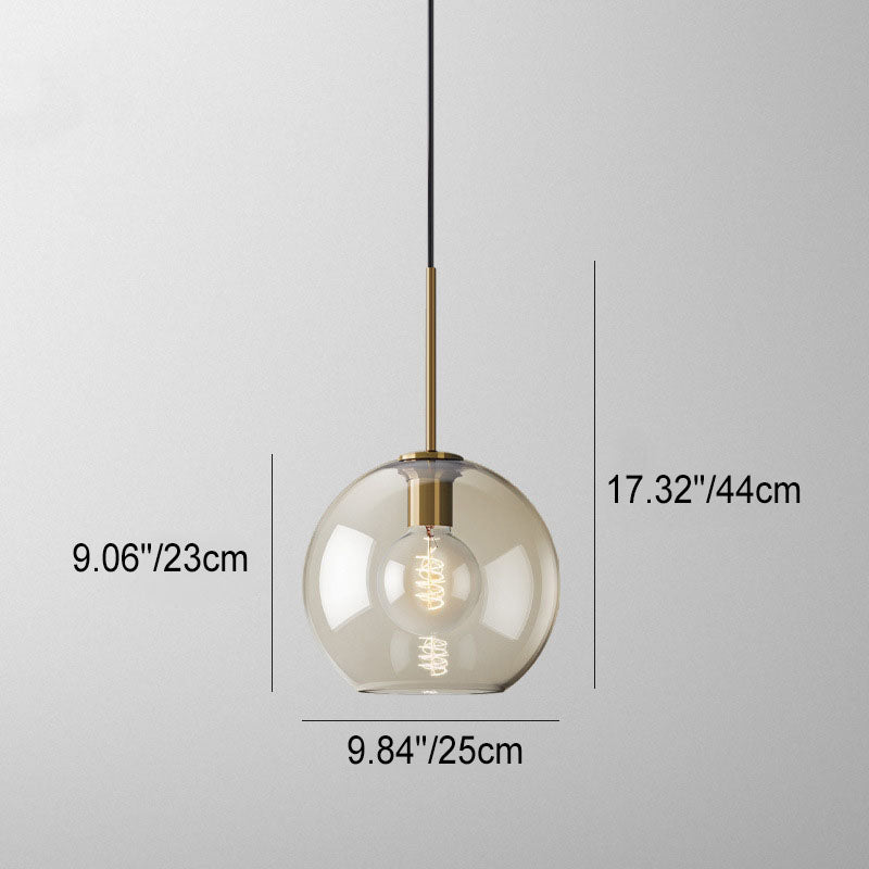 Contemporary Nordic Iron Glass Round Geometric Jar 1-Light Pendant Light For Living Room & Bedroom