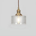 Traditional Japanese Brass Glass Round Jar 1-Light Pendant Light For Living Room