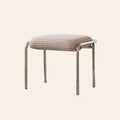 Contemporary Scandinavian Square Cotton Linen Upholstered Stainless Steel Frame Vanity Stool Backless For Bedroom