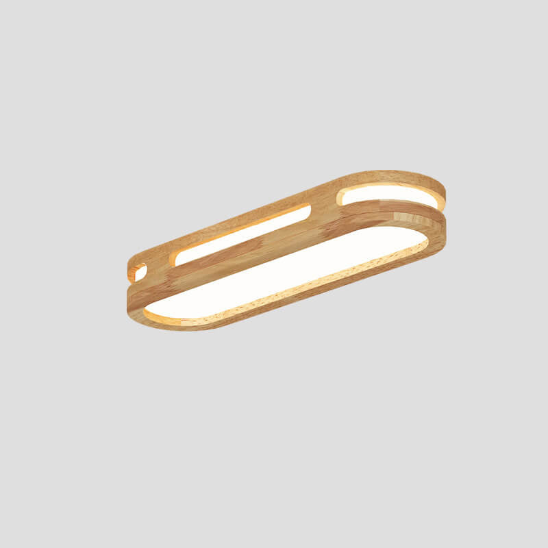 Minimalist Ring Solid Wood LED Flush Mount Ceiling Light