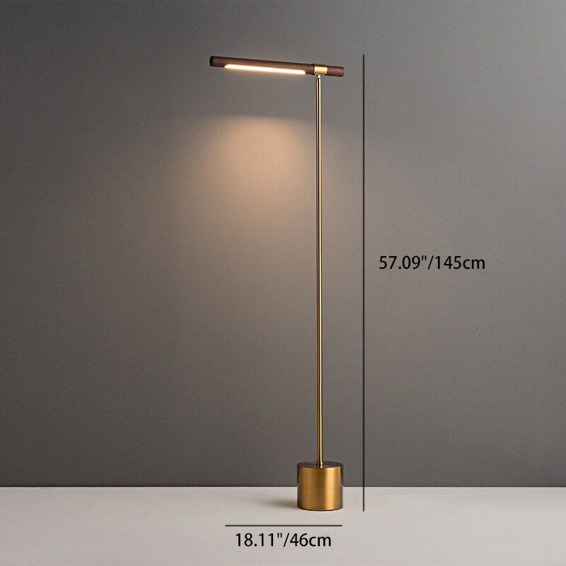 Minimalist Cylindrical Walnut LED Floor Lamp