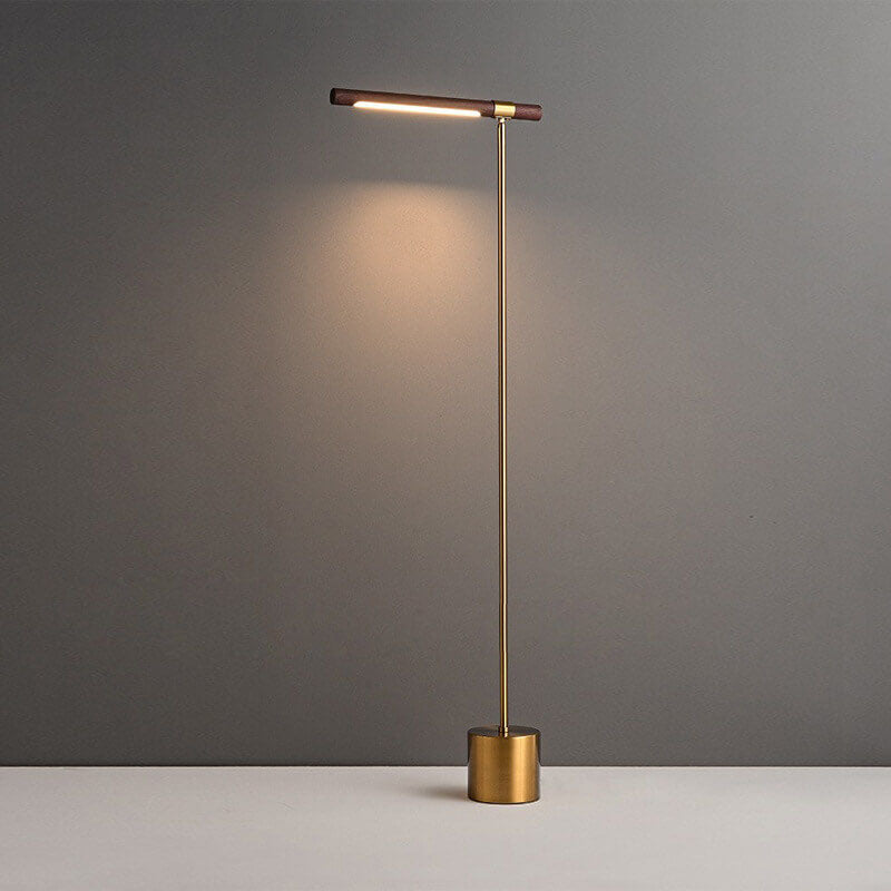 Minimalist Cylindrical Walnut LED Floor Lamp