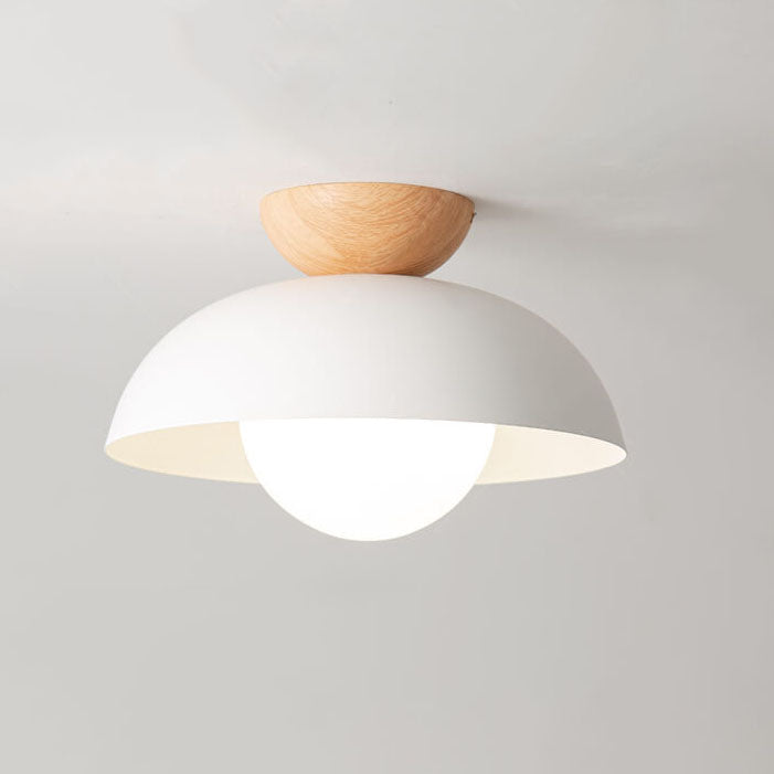Dome Contemporary Round Glass Semi-Flush Ceiling Light