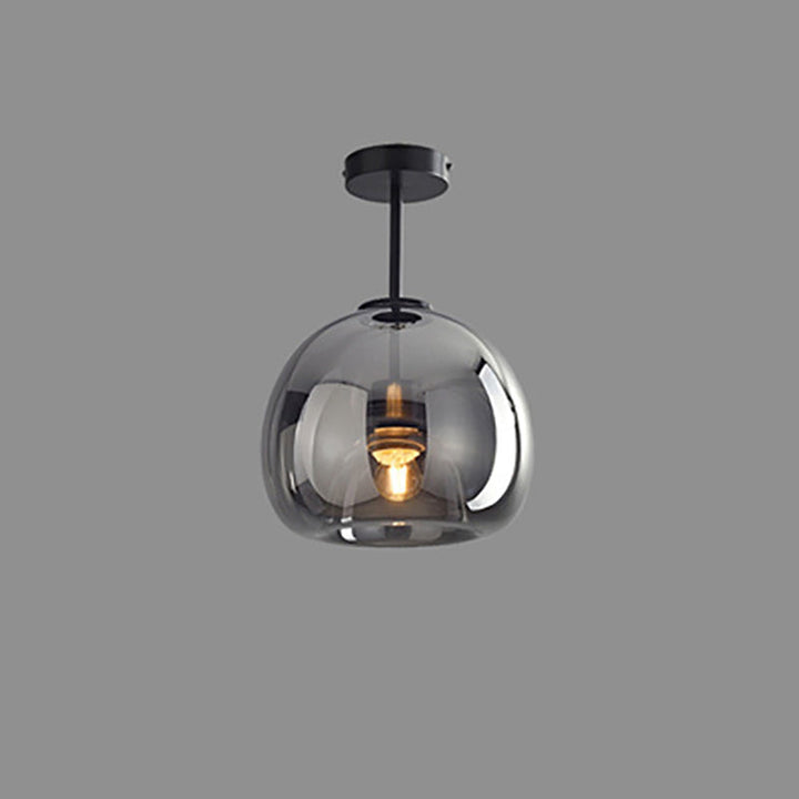 Contemporary Round Glass Semi-Flush Ceiling Light