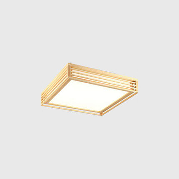 Nordic Square Solid Wood LED Flush Mount Ceiling Light