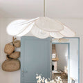 Contemporary Boho Petal Fabric Metal Lampshade 1-Light Pendant Light For Living Room