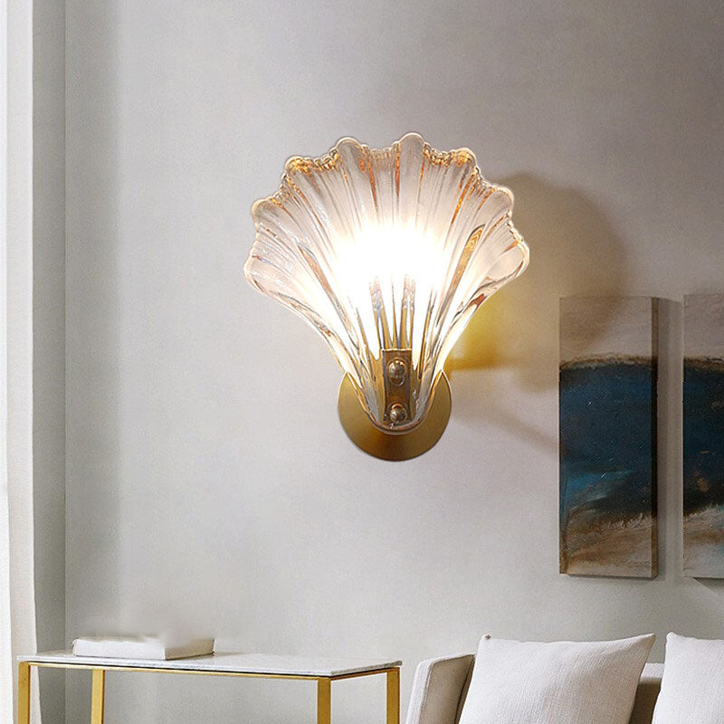 Art Deco Shell Brass Wall Sconce