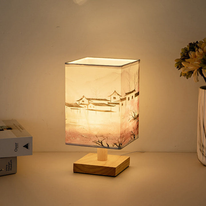 Contemporary Square Fabric LED Table Lamp