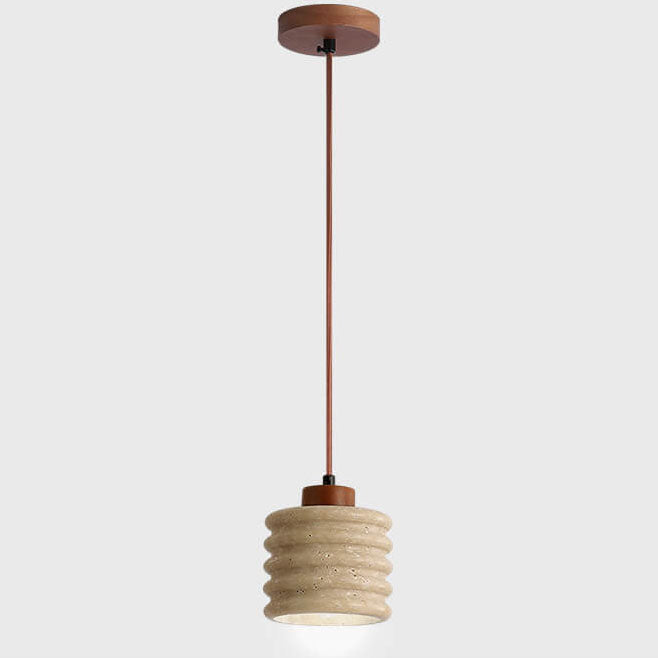 Wabi-Sabi Cylinder Wood Pendant Light