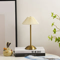 Contemporary Scandinavian Rechargeable Iron Fabric Conic Pleated 1-Light Table Lamp For Bedside