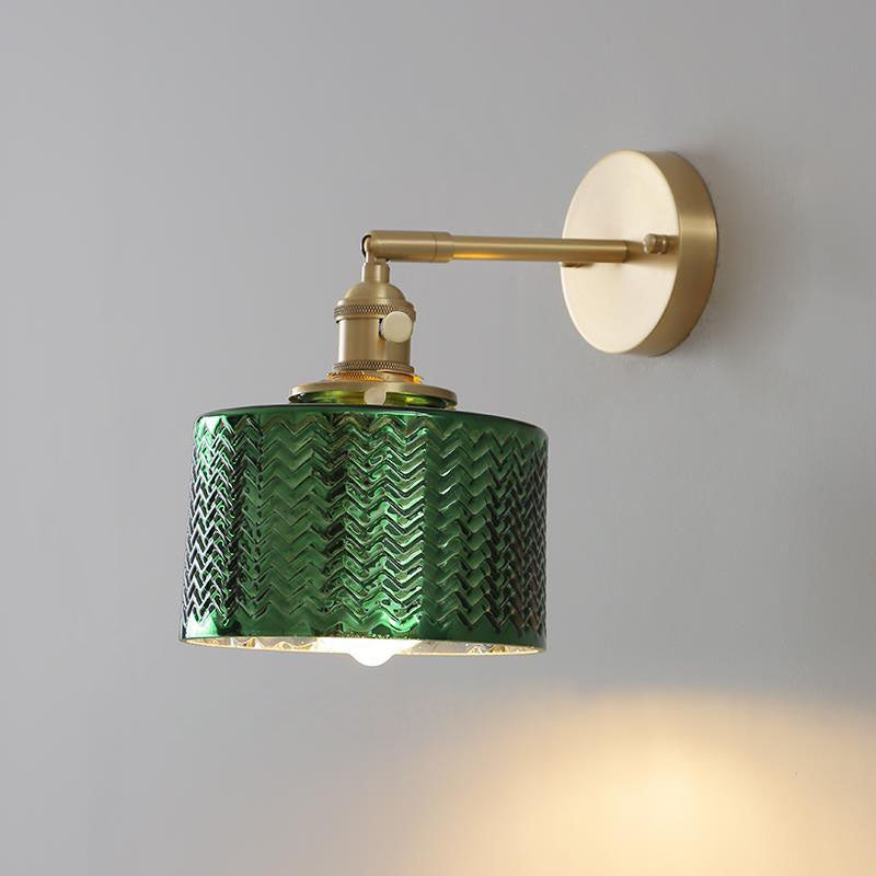 Green Minimalist Cylinder Brass Wall Sconce