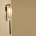 Traditional Chinese Painted Fabric Lantern Tassel 1-Light Wall Sconce Lamp For Hallway