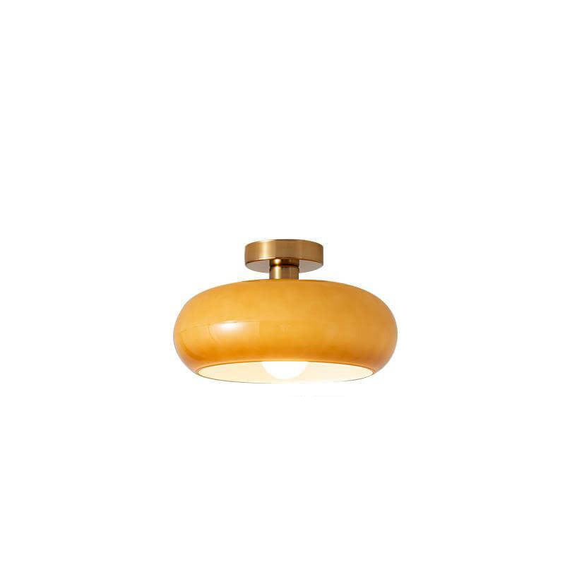 Modern Round Copper Flush Mount Ceiling Light