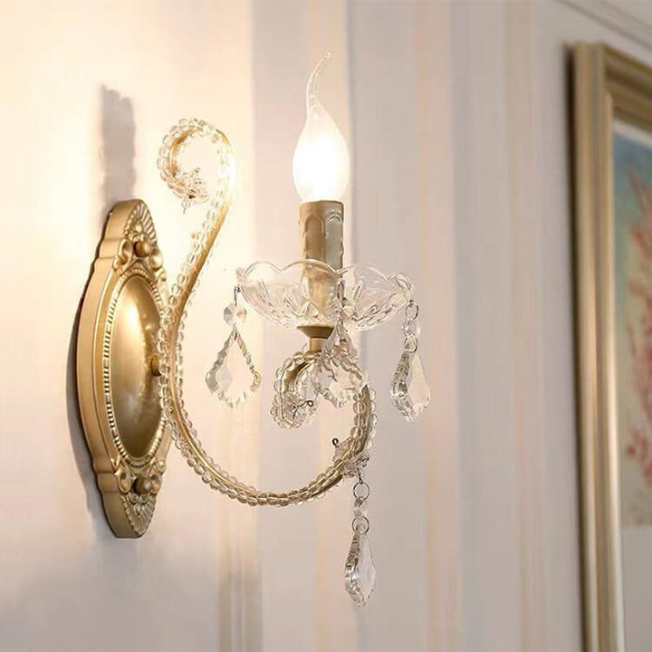 European Vintage Crystal 2-Light Wall Sconce