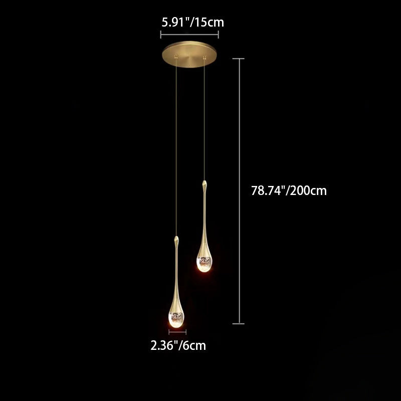 Contemporary Scandinavian Water Drops Iron Aluminum Crystal LED Chandelier For Bedroom