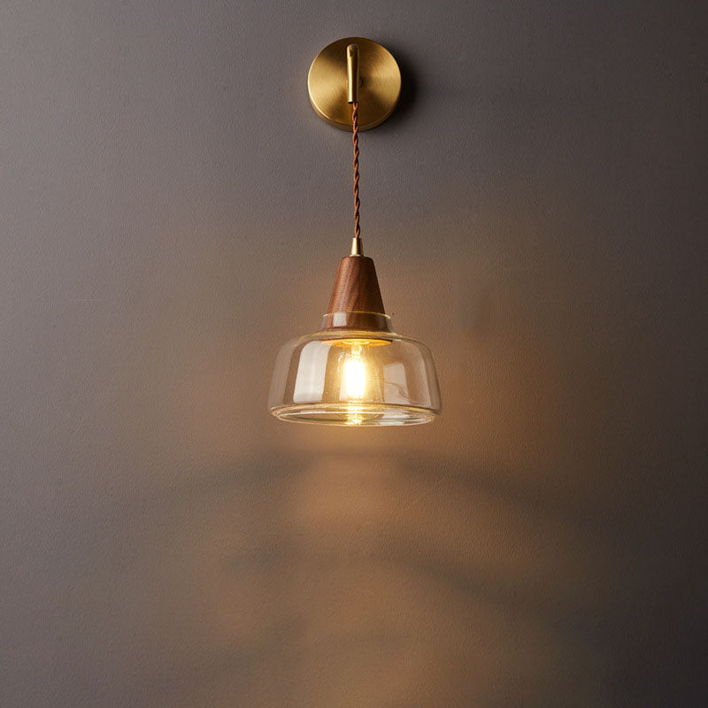 Traditional Cylinder Walnut Wall Sconce