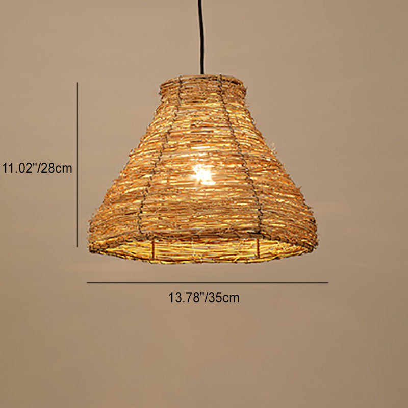 Retro Dome Rattan Pendant Light