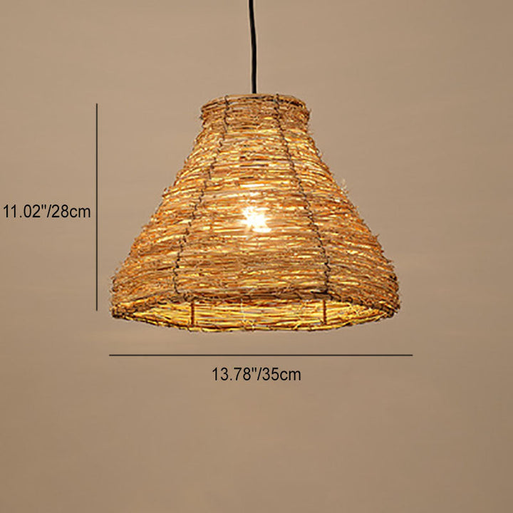 Retro Dome Rattan Pendant Light