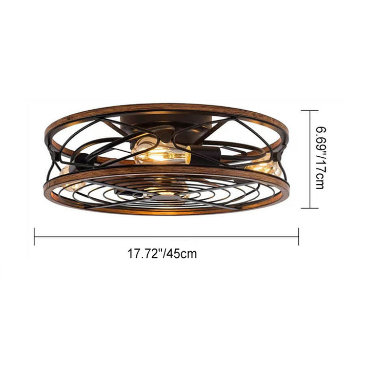 Industrial Cylinder Wrought Iron 4-Light Ceiling Fan Light