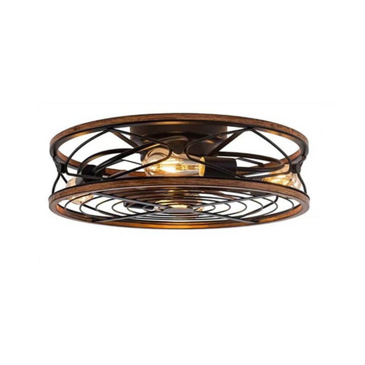 Industrial Cylinder Wrought Iron 4-Light Ceiling Fan Light