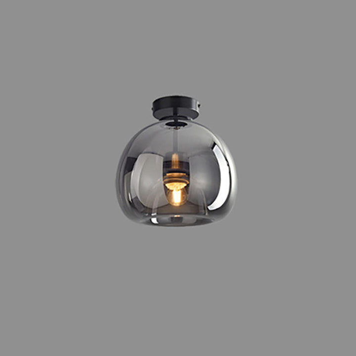 Contemporary Round Glass Semi-Flush Ceiling Light