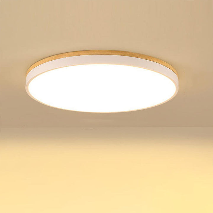 Nordic Round Solid Wood LED Flush Mount Ceiling Light 2