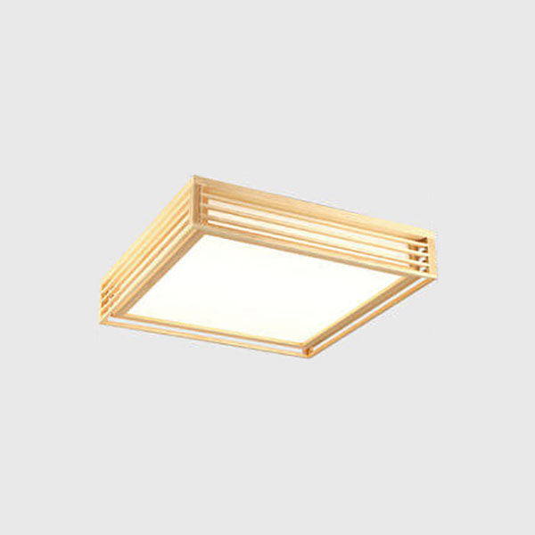Nordic Square Solid Wood LED Flush Mount Ceiling Light