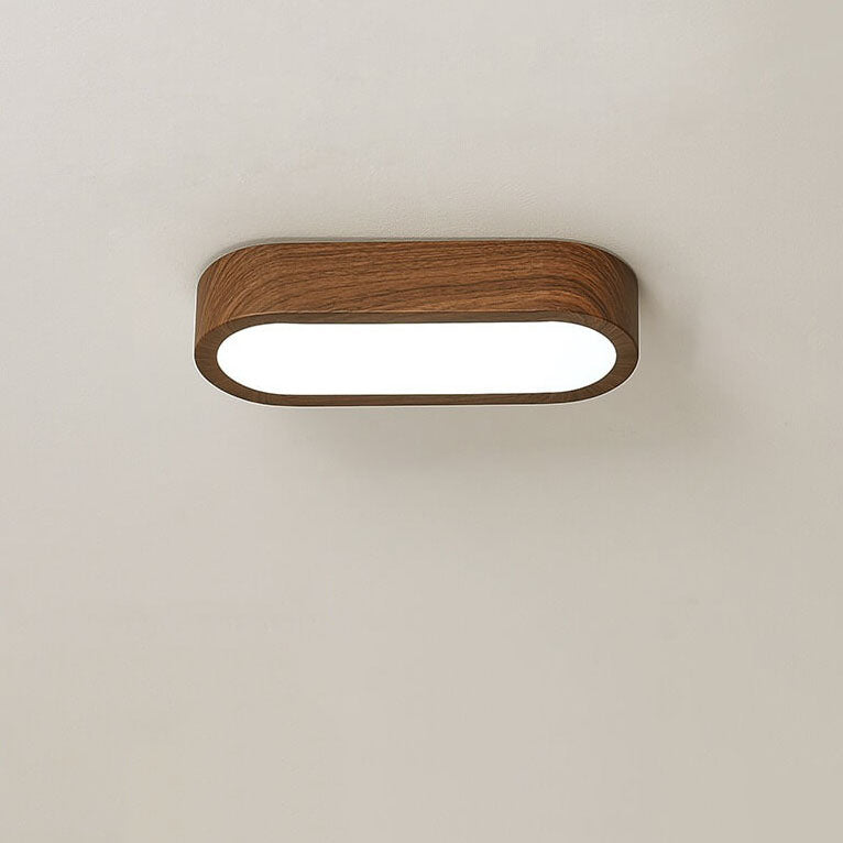 Minimalist Oval Wood LED Flush Mount Ceiling Light