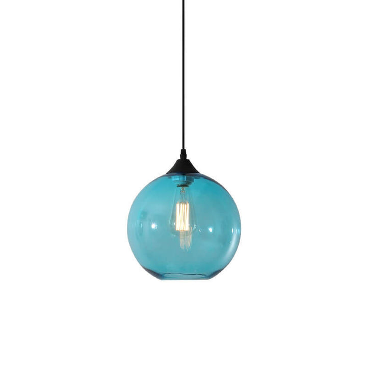 Stained Minimalist Round Glass Pendant Light