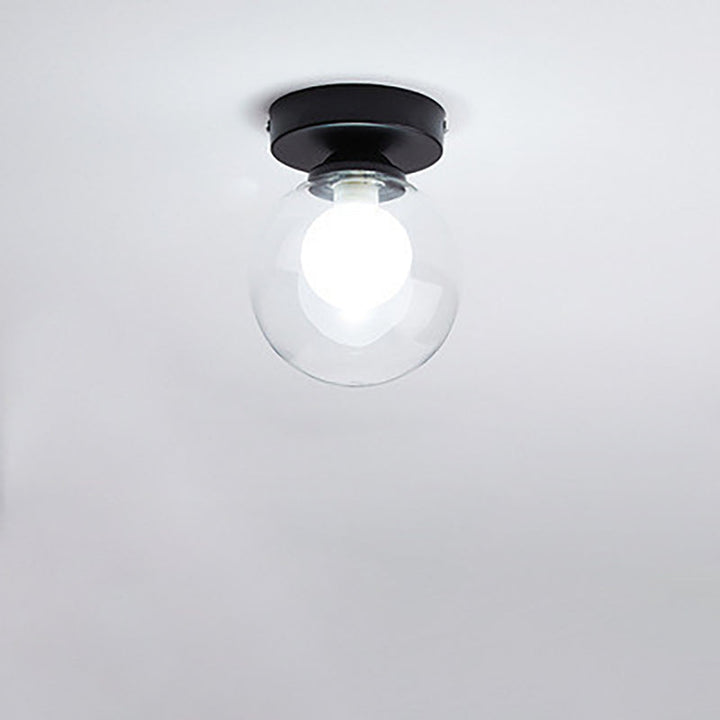 Minimalist Round Glass Semi-Flush Ceiling Light