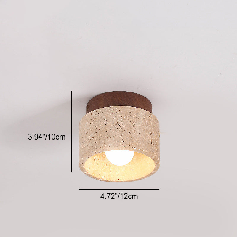 Wabi-Sabi Column Wood Semi-Flush Ceiling Light