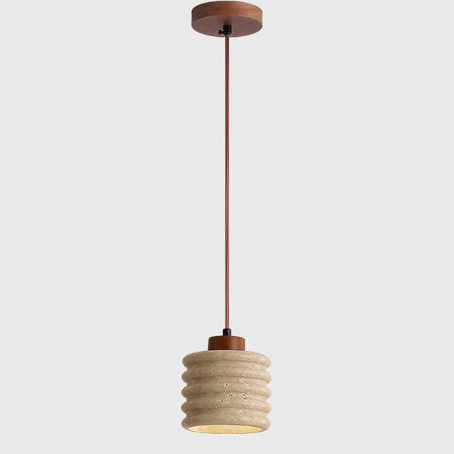 Wabi-Sabi Cylinder Wood Pendant Light